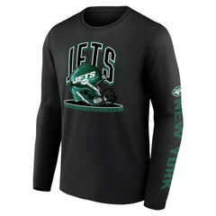 New York Jets Helmet Platform Long Sleeve T-Shirt Black