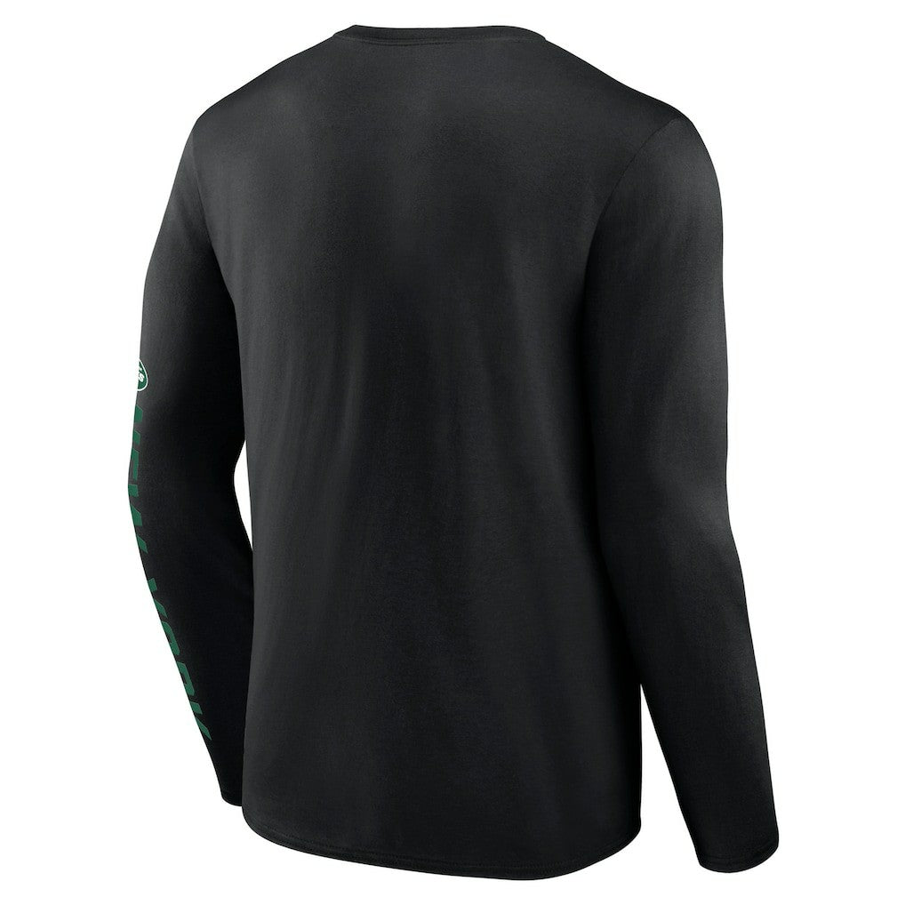New York Jets Helmet Platform Long Sleeve T-Shirt Black