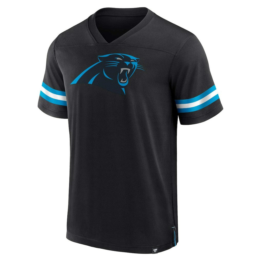 Carolina Panthers Jersey Tackle V-Neck T-Shirt Black