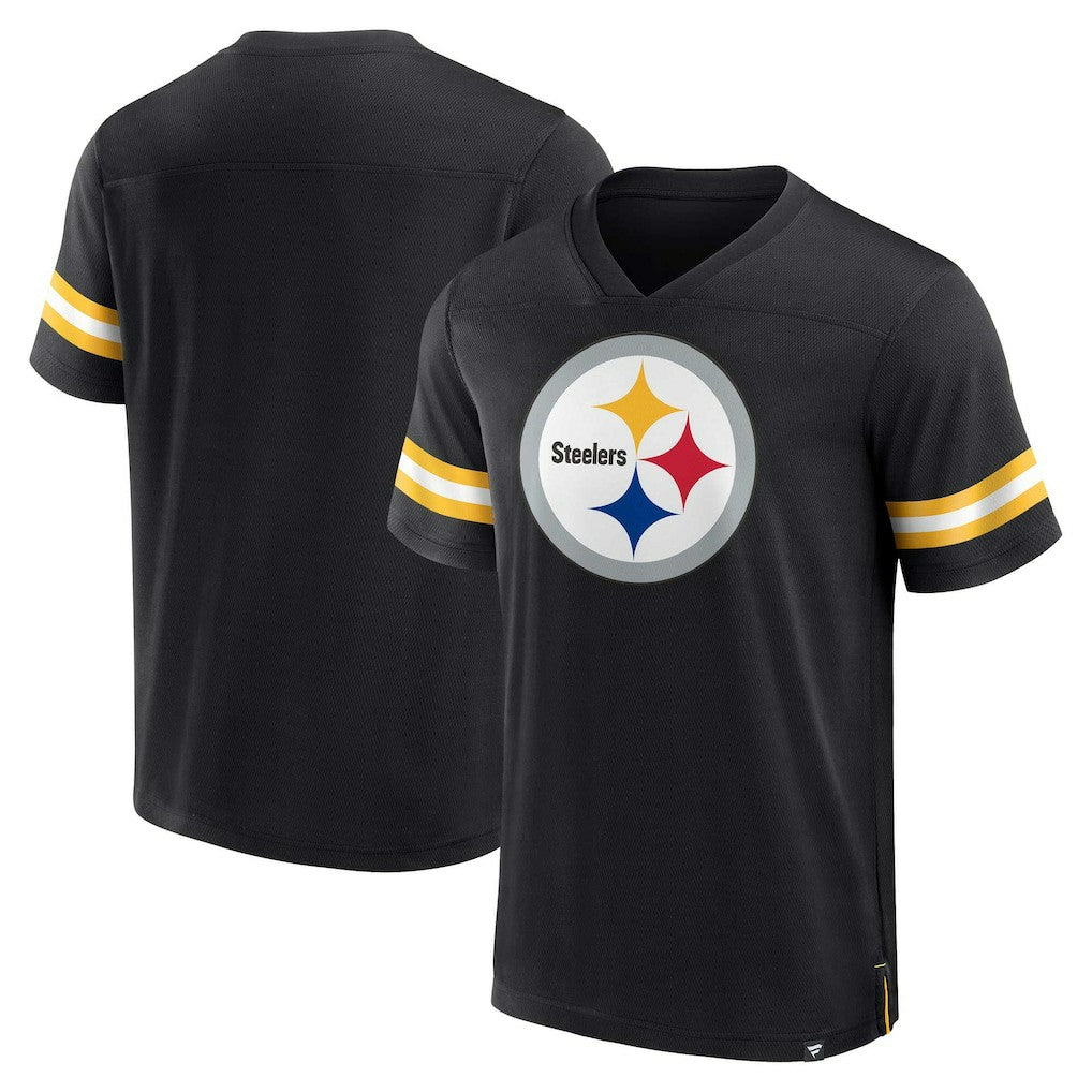 Pittsburgh Steelers Jersey Tackle V-Neck T-Shirt Black