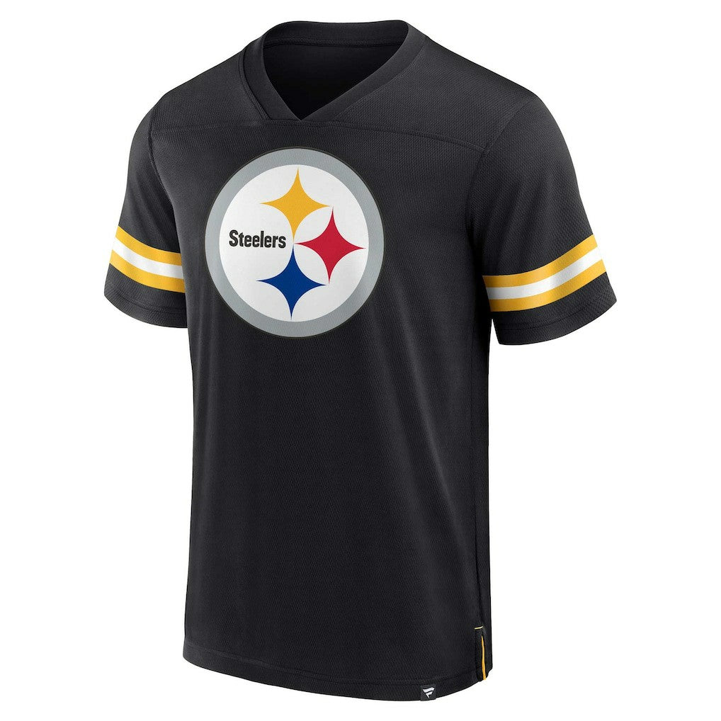 Pittsburgh Steelers Jersey Tackle V-Neck T-Shirt Black