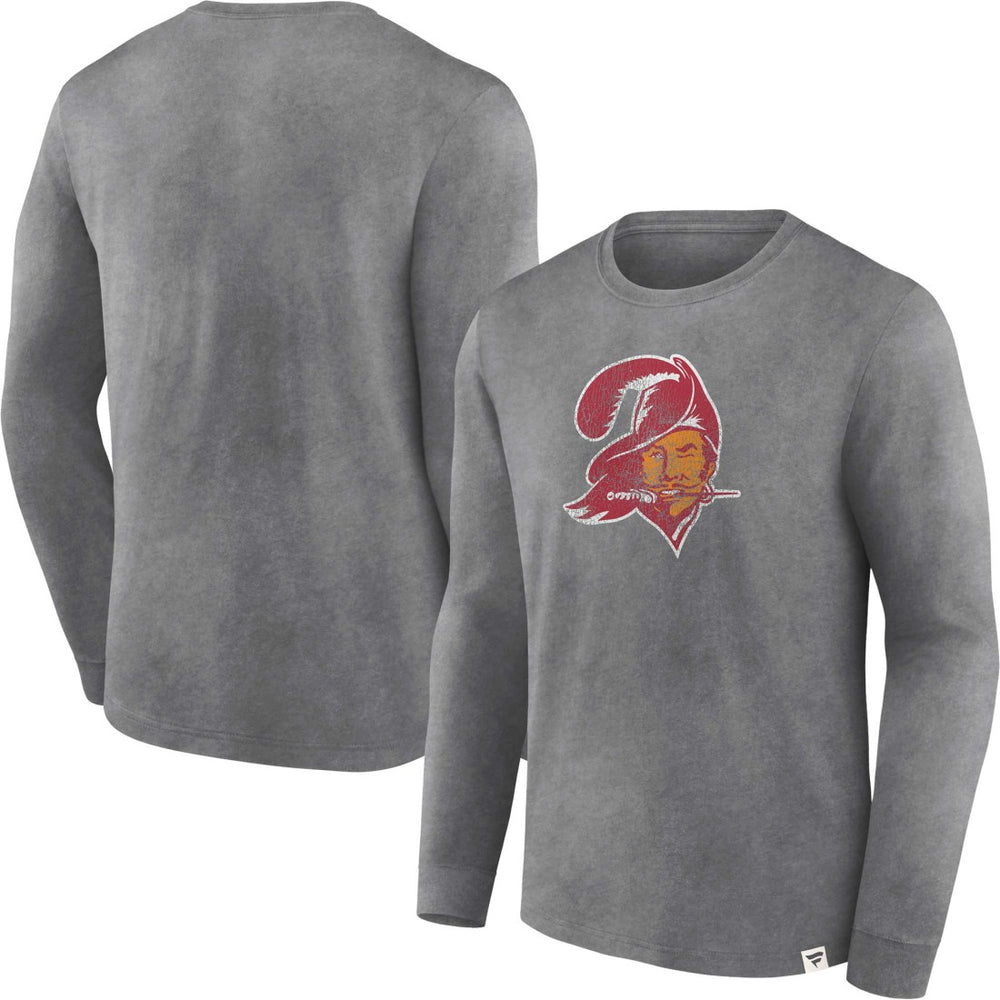 Tampa Bay Buccaneers Washed Primary Long Sleeve T-Shirt Heather Charcoal