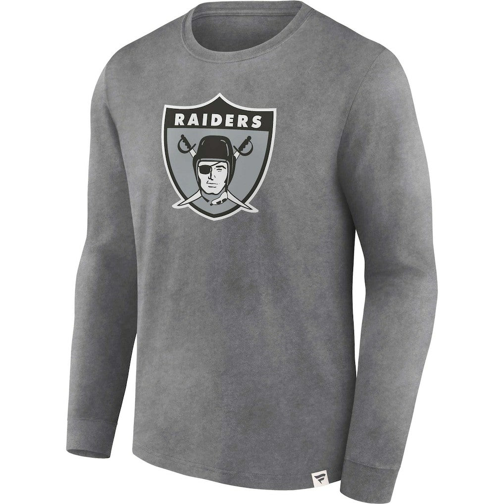Las Vegas Raiders Washed Primary Long Sleeve T-Shirt Heather Charcoal