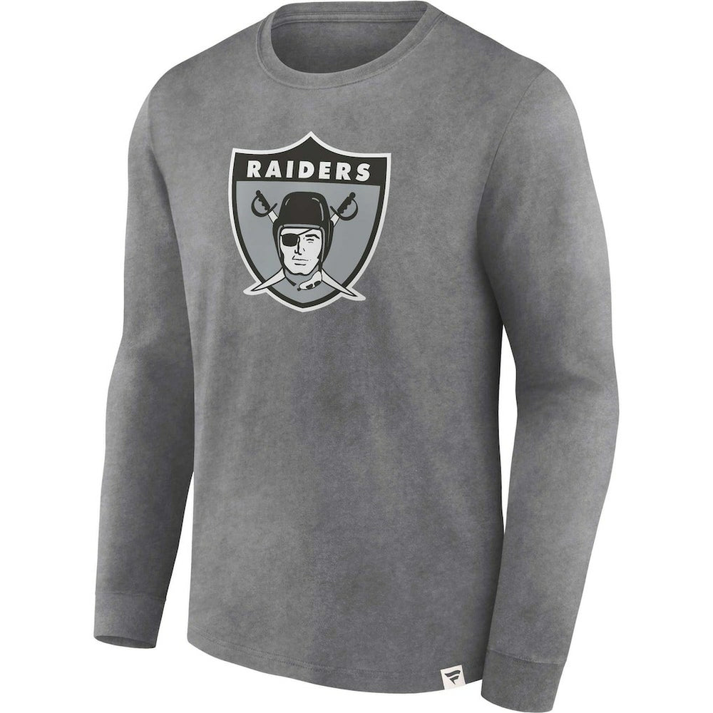 Las Vegas Raiders Washed Primary Long Sleeve T-Shirt Heather Charcoal