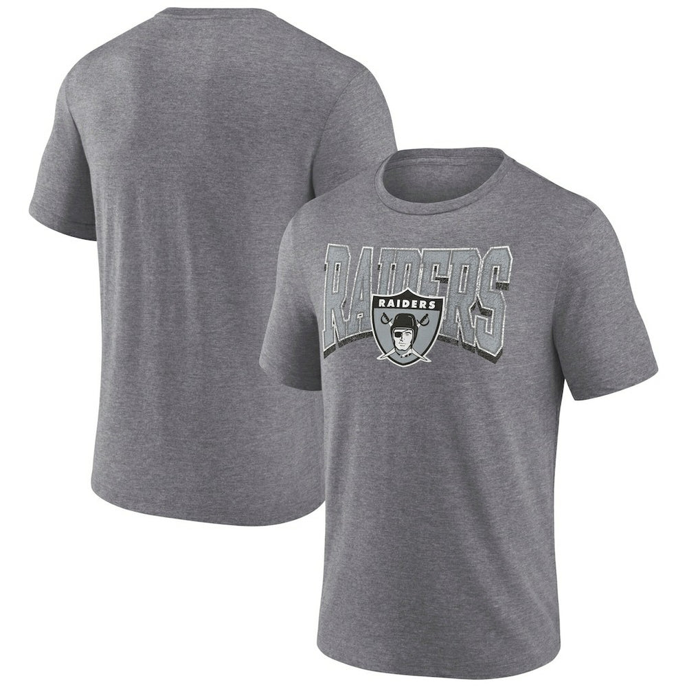 Las Vegas Raiders Warped Block Tri-Blend T-Shirt Heather Gray