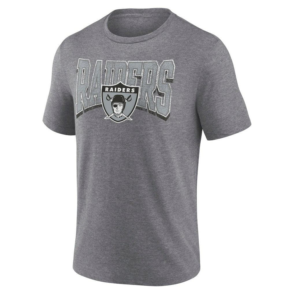 Las Vegas Raiders Warped Block Tri-Blend T-Shirt Heather Gray