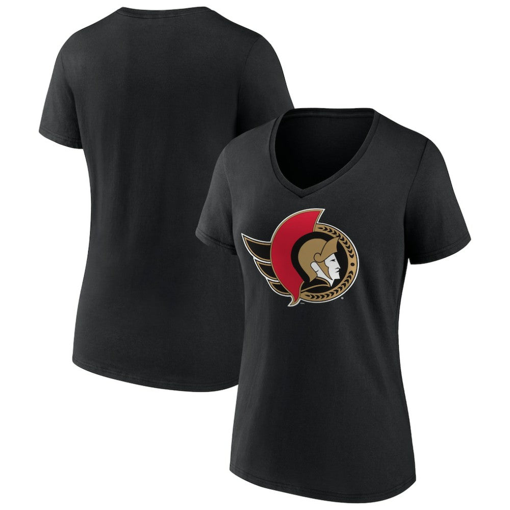 NHL Ottawa Senators Women's Team Logo V-Neck T-Shirt - Black