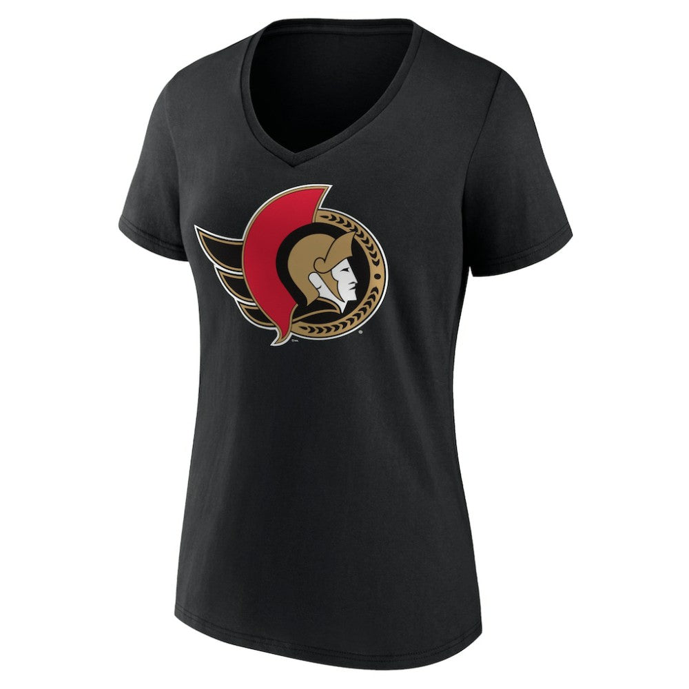 NHL Ottawa Senators Women's Team Logo V-Neck T-Shirt - Black
