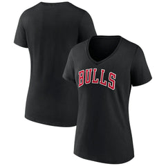 Chicago Bulls Women's Wordmark V-Neck T-Shirt Black
