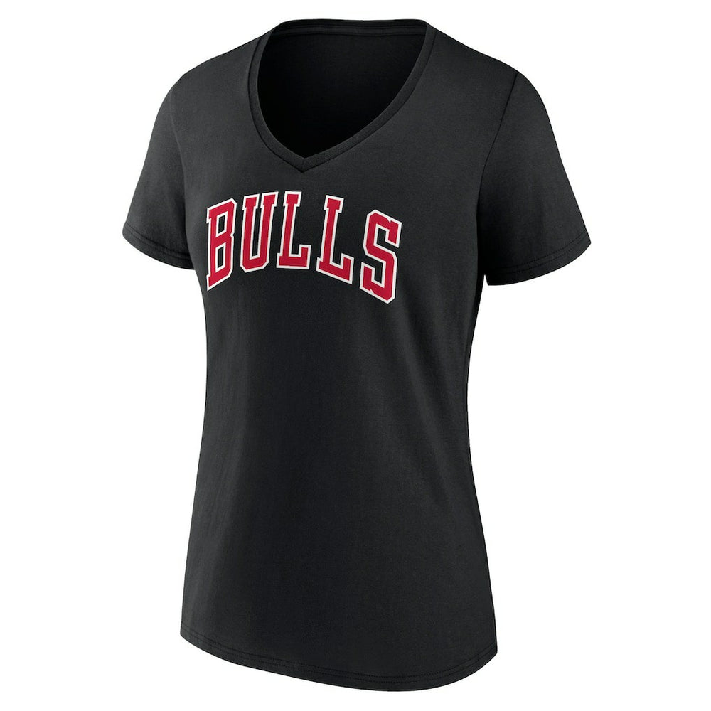 Chicago Bulls Women's Wordmark V-Neck T-Shirt Black