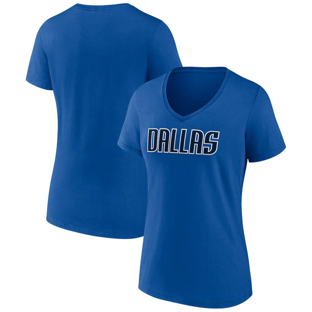 Dallas Mavericks Women's Wordmark V-Neck T-Shirt Royal