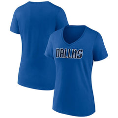 Dallas Mavericks Women's Wordmark V-Neck T-Shirt Royal