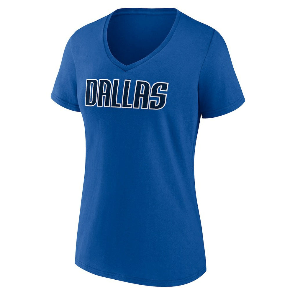 Dallas Mavericks Women's Wordmark V-Neck T-Shirt Royal