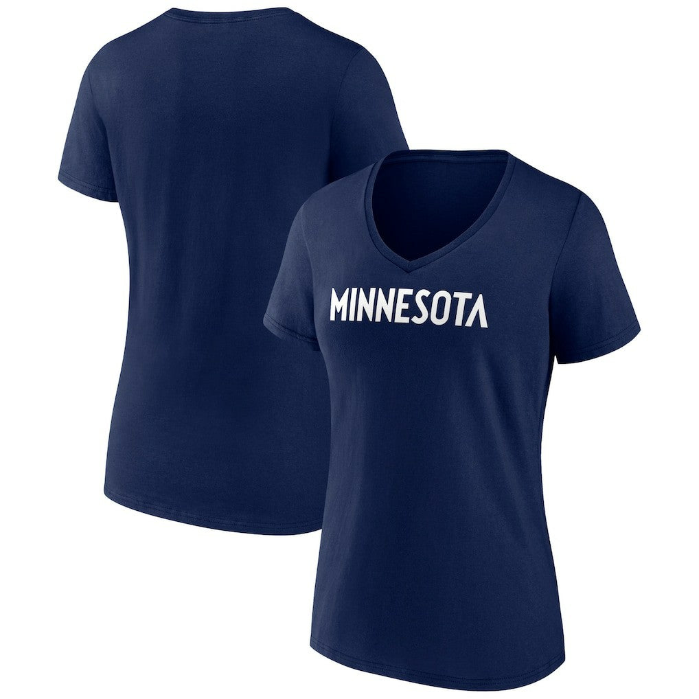 Minnesota Timberwolves Women's Wordmark V-Neck T-Shirt Navy