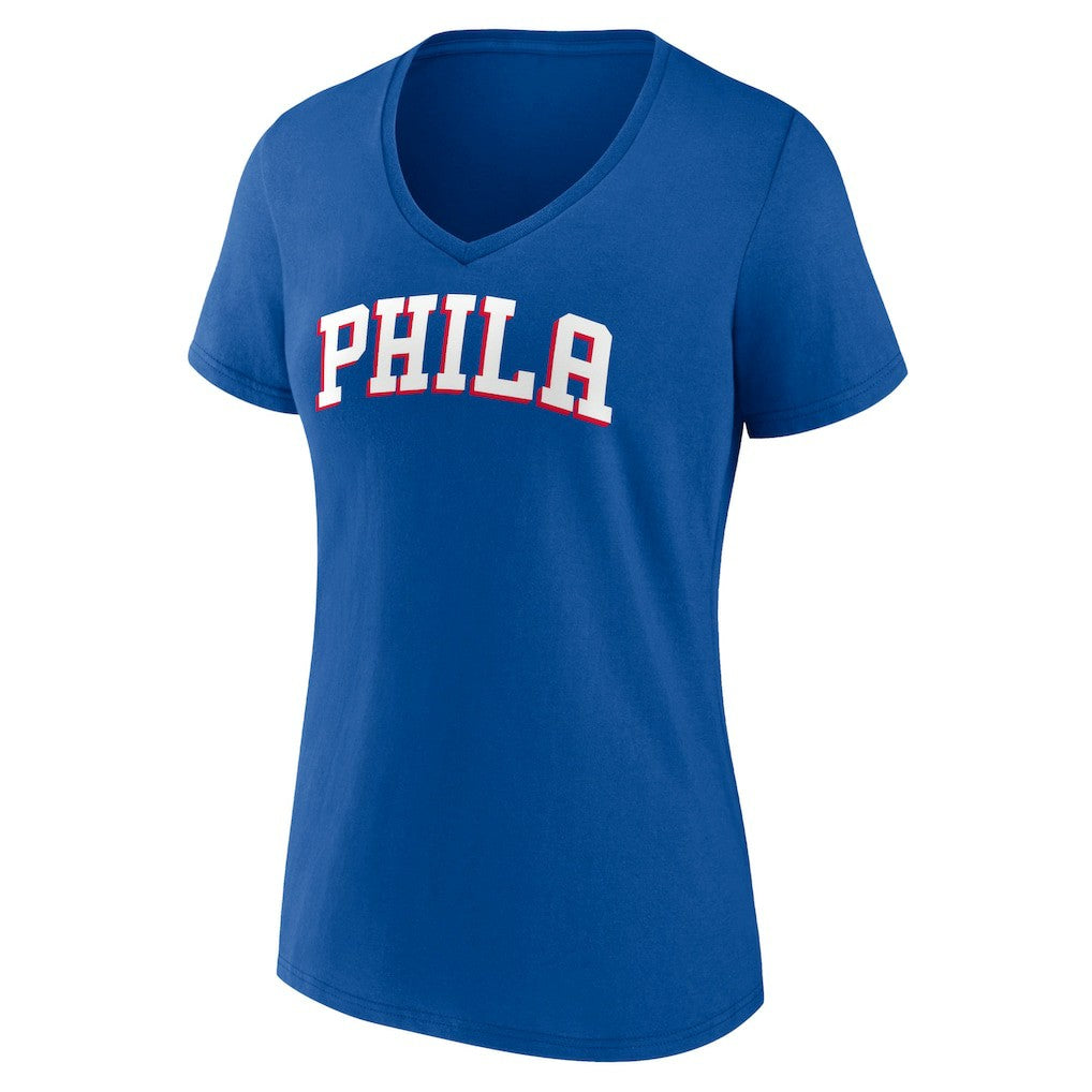 Philadelphia 76ers Women's Wordmark V-Neck T-Shirt Royal