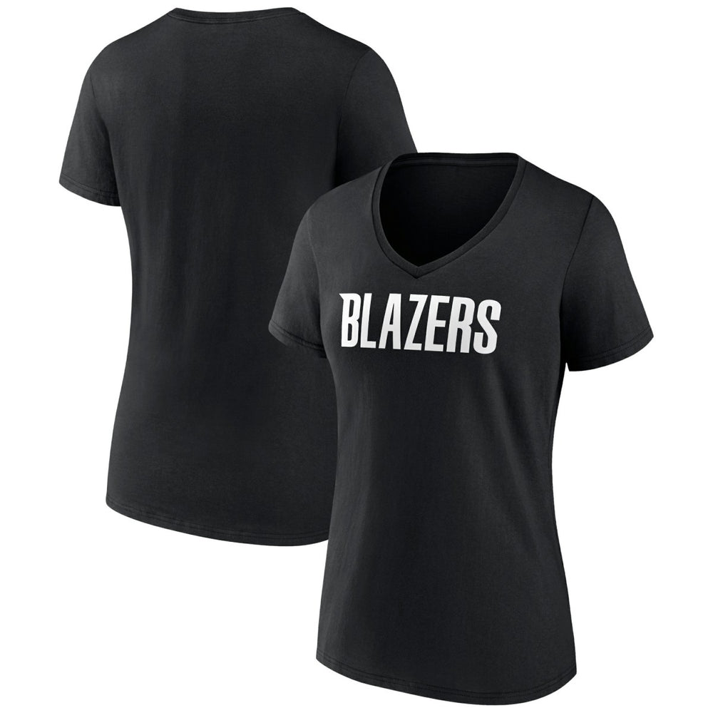 Portland Trail Blazers Women's Wordmark V-Neck T-Shirt Black
