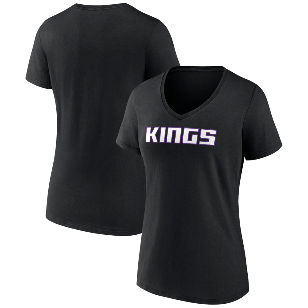 Sacramento Kings Women's Wordmark V-Neck T-Shirt Black