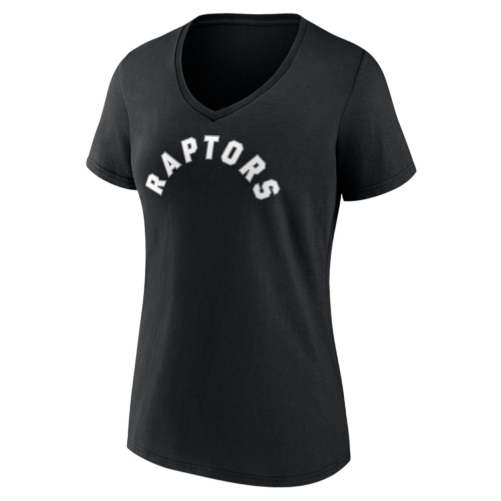 Toronto Raptors Women's Wordmark V-Neck T-Shirt Black
