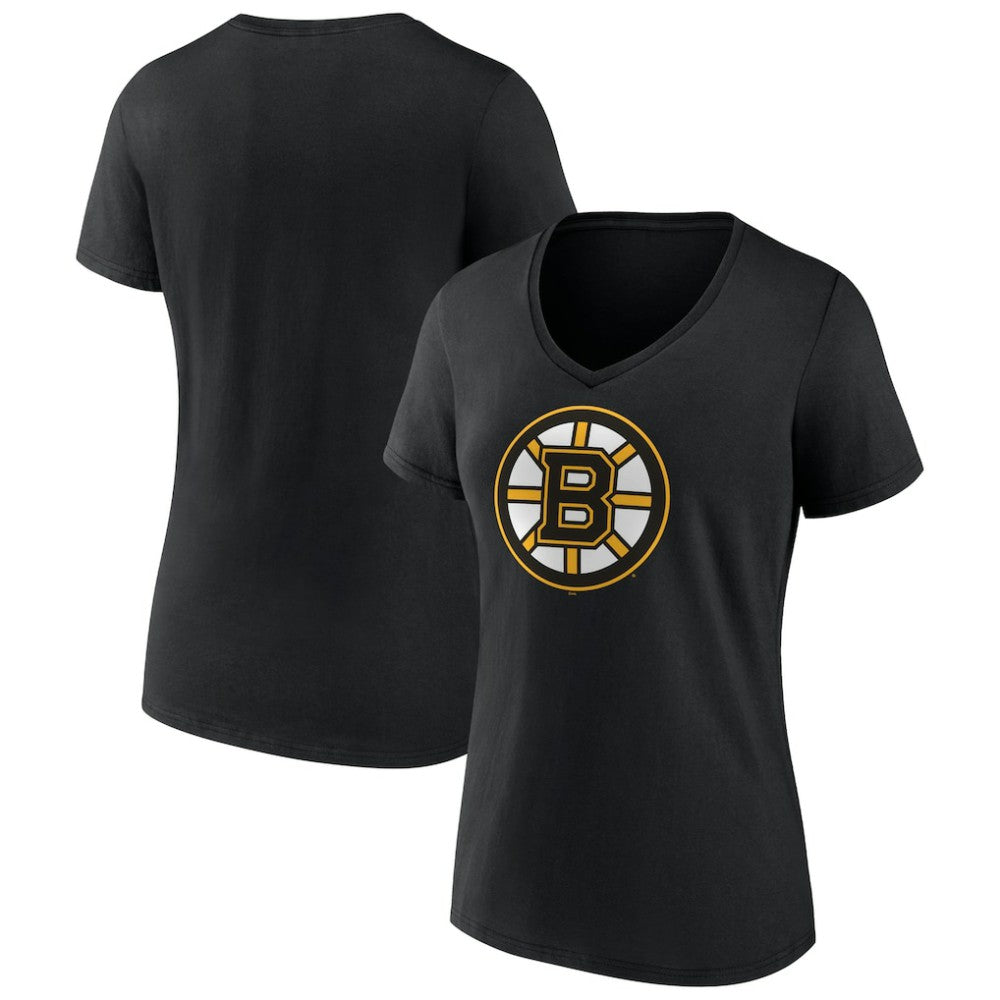 NHL Boston Bruins Women's Team Logo V-Neck T-Shirt - Black