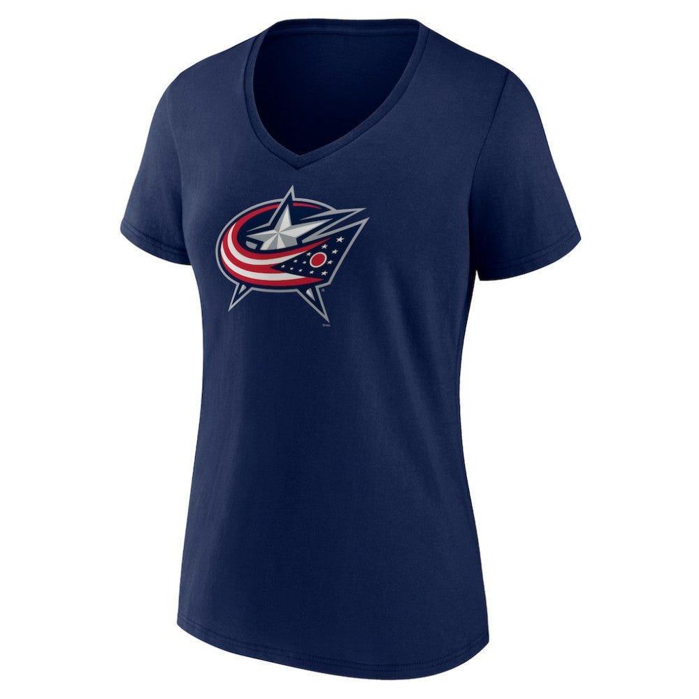 NHL Columbus Blue Jackets Women's Team Logo V-Neck T-Shirt - Navy