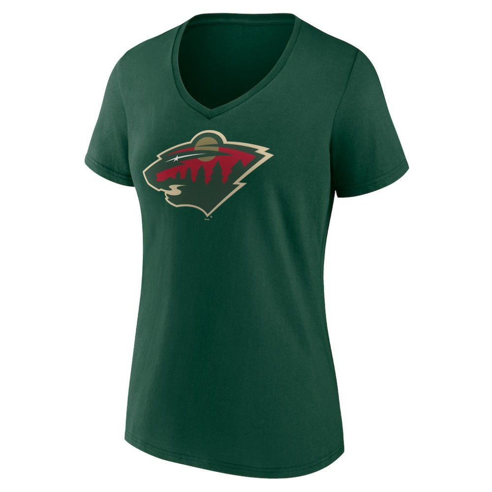NHL Minnesota Wild Women's Team Logo V-Neck T-Shirt - Green