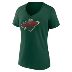 NHL Minnesota Wild Women's Team Logo V-Neck T-Shirt - Green