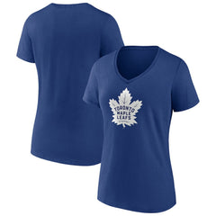 NHL Toronto Maple Leafs Women's Team Logo V-Neck T-Shirt - Blue