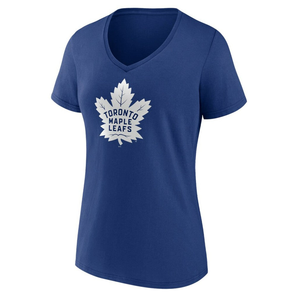 NHL Toronto Maple Leafs Women's Team Logo V-Neck T-Shirt - Blue