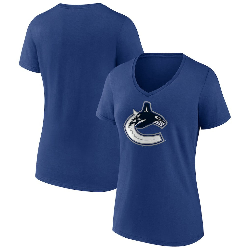 NHL Vancouver Canucks Women's Team Logo V-Neck T-Shirt - Blue