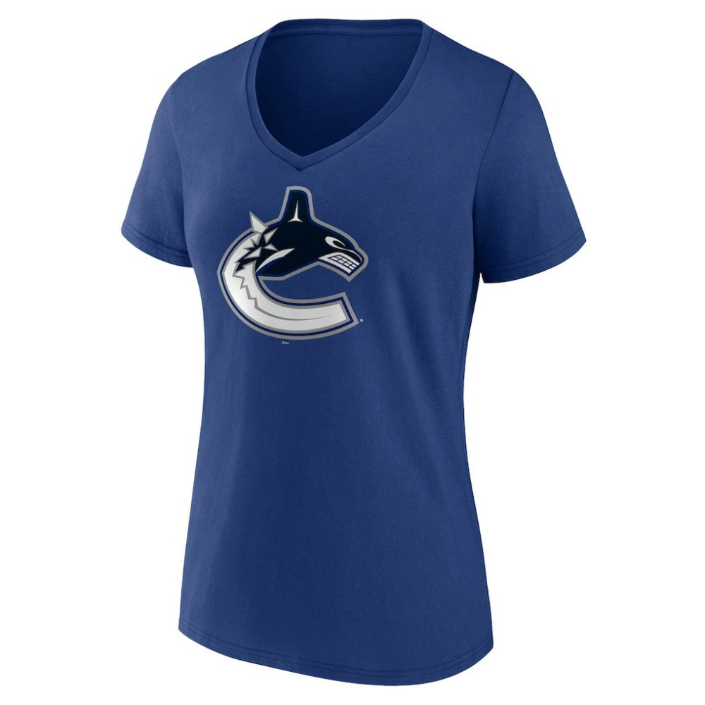 NHL Vancouver Canucks Women's Team Logo V-Neck T-Shirt - Blue