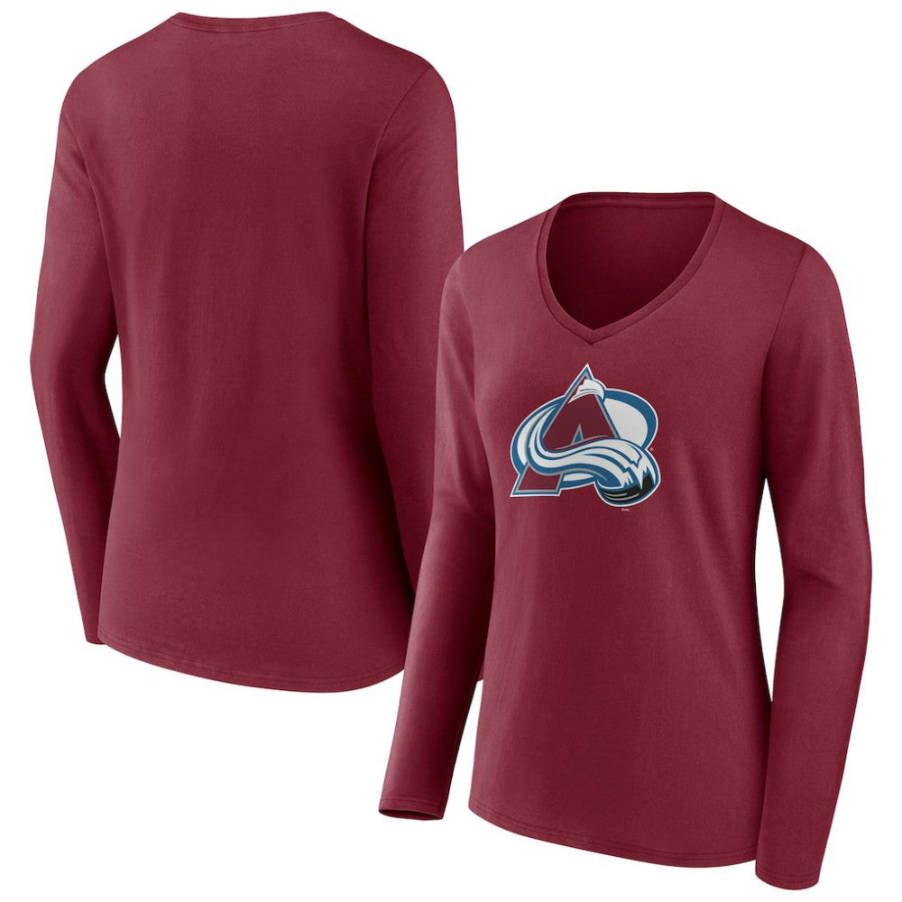 NHL Colorado Avalanche Women's Team Logo Long Sleeve V-Neck T-Shirt - Burgundy