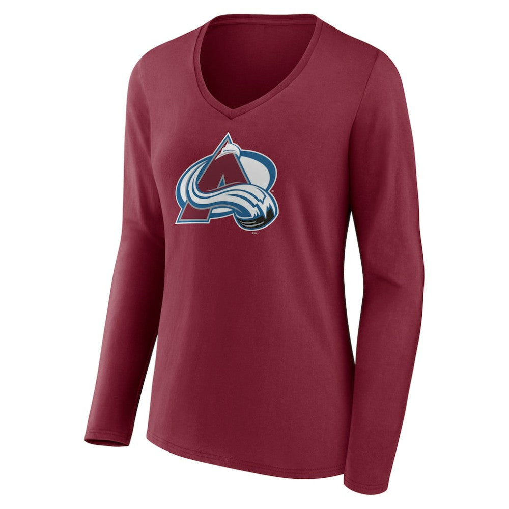 NHL Colorado Avalanche Women's Team Logo Long Sleeve V-Neck T-Shirt - Burgundy