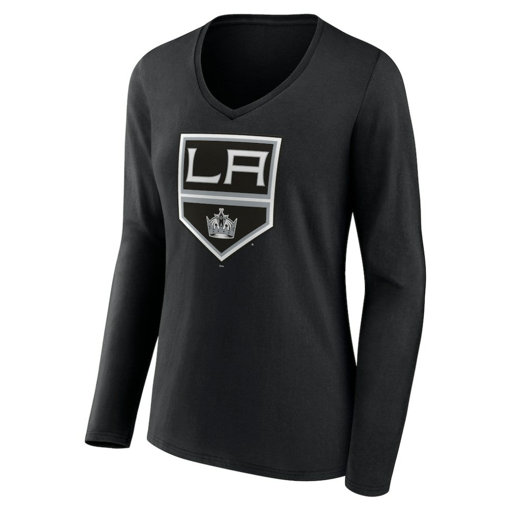 NHL Los Angeles Kings Women's Team Logo Long Sleeve V-Neck T-Shirt - Black
