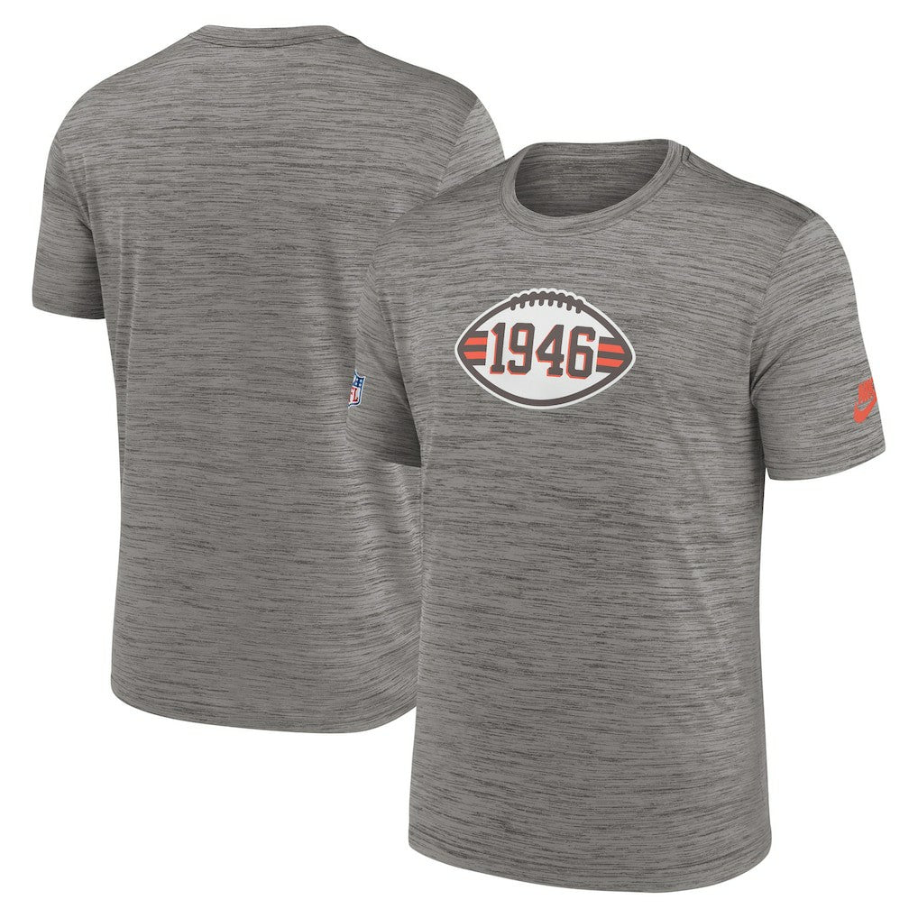 Cleveland Browns 2023 Sideline Alternate Logo Performance T-Shirt Heather Charcoal