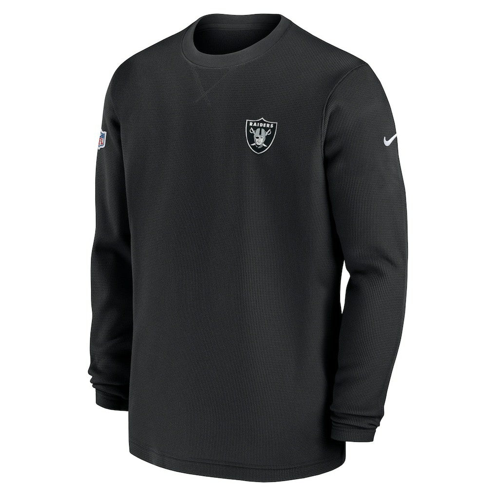 Las Vegas Raiders 2023 Sideline Throwback Heavy Brushed Waffle Long Sleeve Top Black