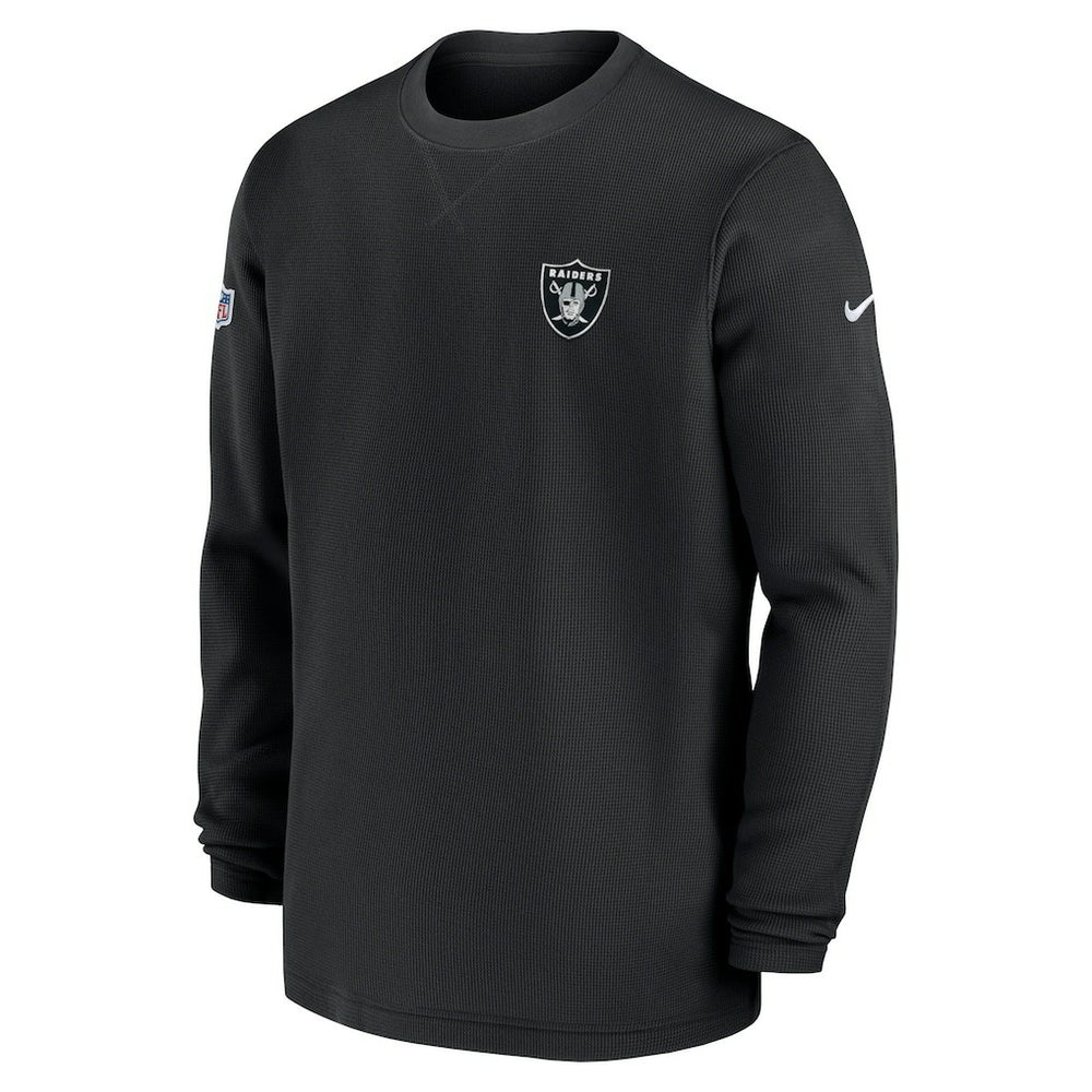 Las Vegas Raiders 2023 Sideline Throwback Heavy Brushed Waffle Long Sleeve Top Black