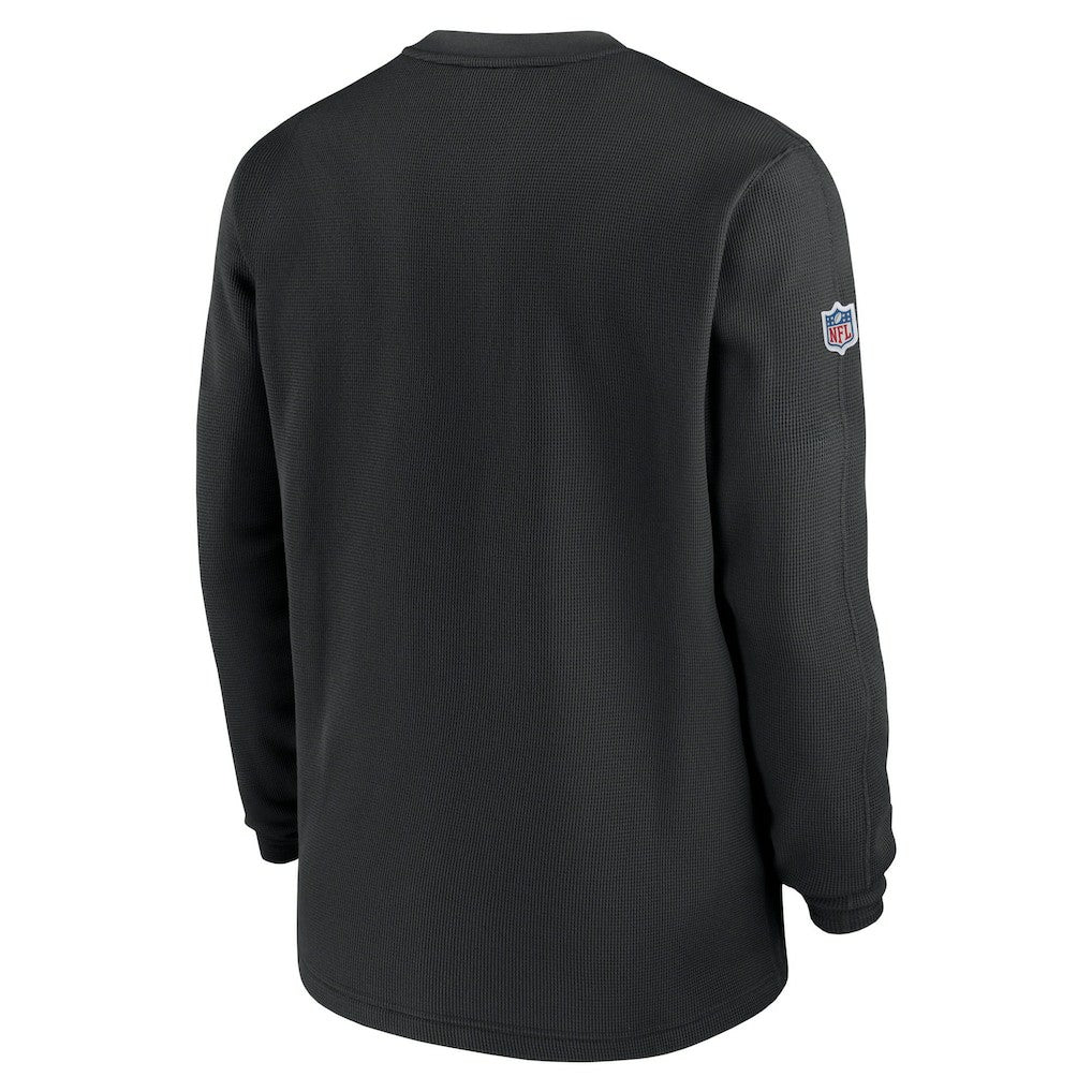 Las Vegas Raiders 2023 Sideline Throwback Heavy Brushed Waffle Long Sleeve Top Black
