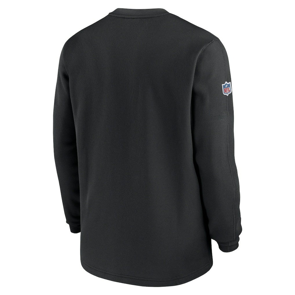 Las Vegas Raiders 2023 Sideline Throwback Heavy Brushed Waffle Long Sleeve Top Black