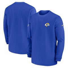 Los Angeles Rams 2023 Sideline Throwback Heavy Brushed Waffle Long Sleeve Top Royal