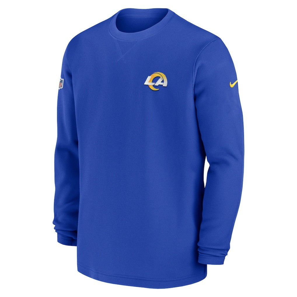 Los Angeles Rams 2023 Sideline Throwback Heavy Brushed Waffle Long Sleeve Top Royal