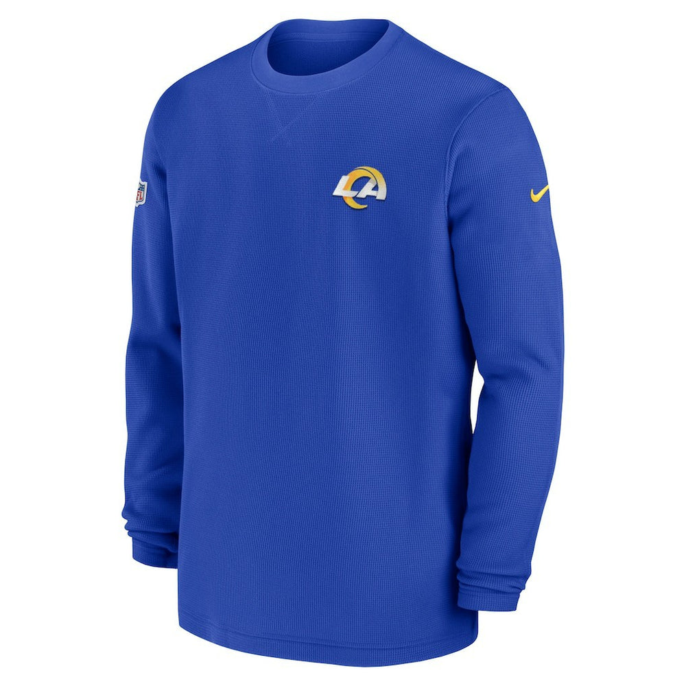 Los Angeles Rams 2023 Sideline Throwback Heavy Brushed Waffle Long Sleeve Top Royal
