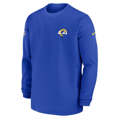 Los Angeles Rams 2023 Sideline Throwback Heavy Brushed Waffle Long Sleeve Top Royal