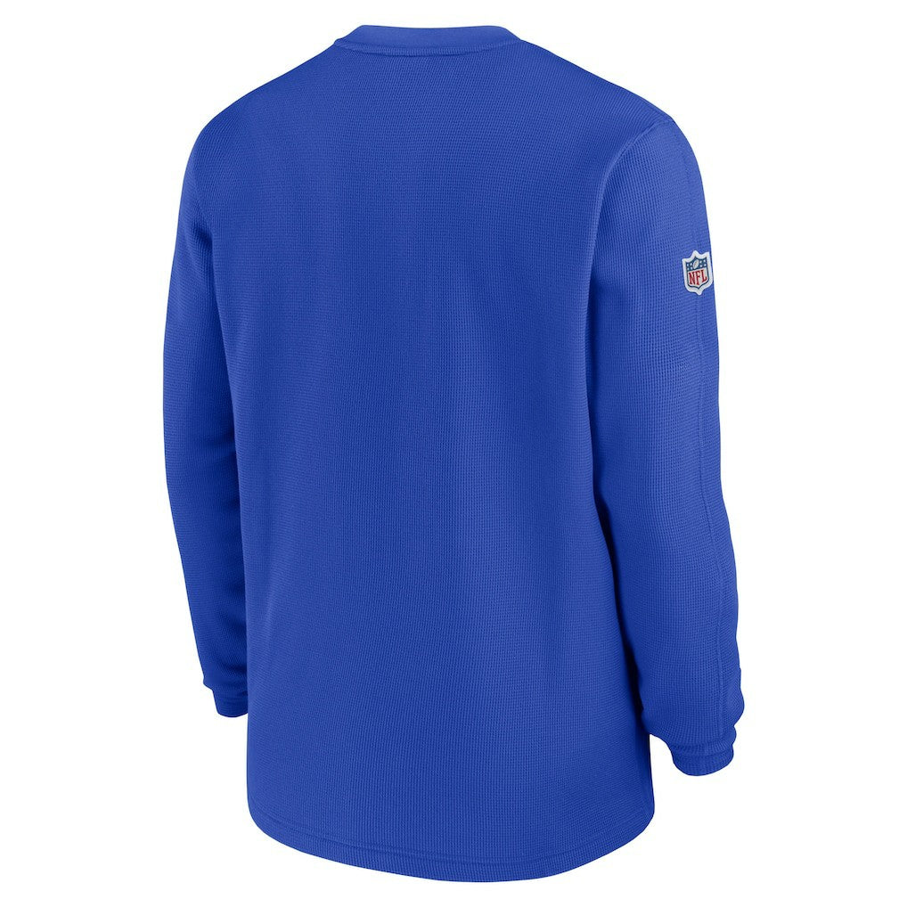 Los Angeles Rams 2023 Sideline Throwback Heavy Brushed Waffle Long Sleeve Top Royal