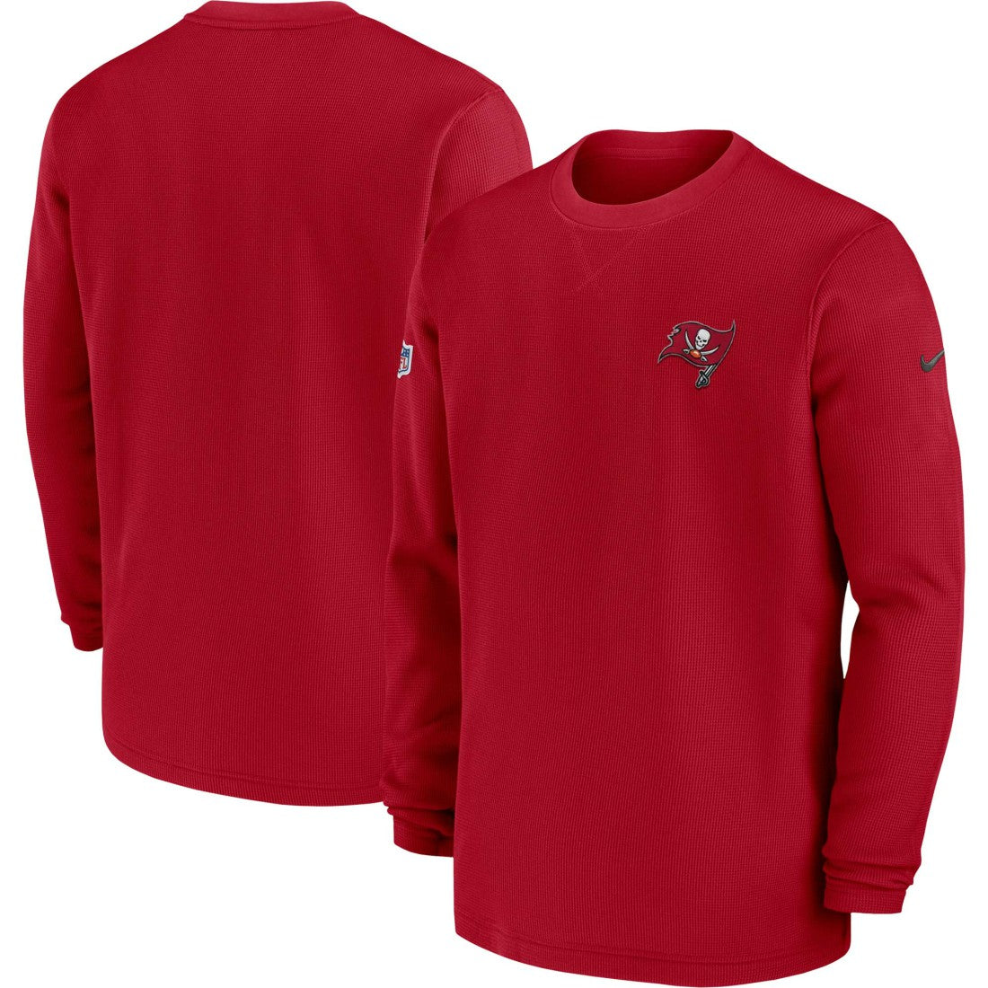 Tampa Bay Buccaneers 2023 Sideline Throwback Heavy Brushed Waffle Long Sleeve Top Red