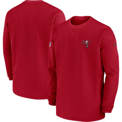 Tampa Bay Buccaneers 2023 Sideline Throwback Heavy Brushed Waffle Long Sleeve Top Red