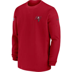Tampa Bay Buccaneers 2023 Sideline Throwback Heavy Brushed Waffle Long Sleeve Top Red