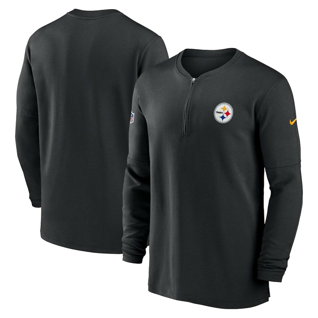 Pittsburgh Steelers 2023 Sideline Performance Long Sleeve Tri-Blend Quarter-Zip Top Black