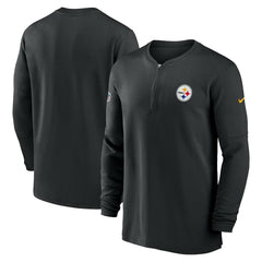 Pittsburgh Steelers 2023 Sideline Performance Long Sleeve Tri-Blend Quarter-Zip Top Black