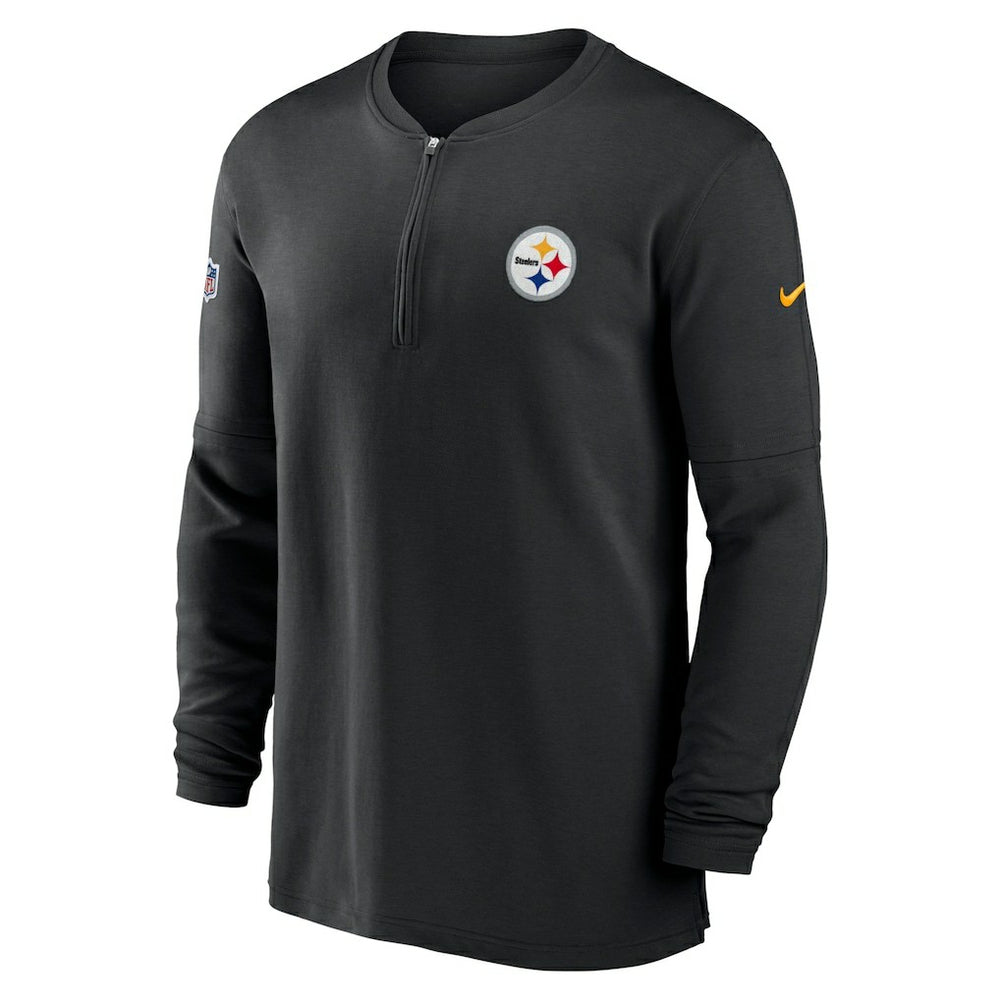 Pittsburgh Steelers 2023 Sideline Performance Long Sleeve Tri-Blend Quarter-Zip Top Black