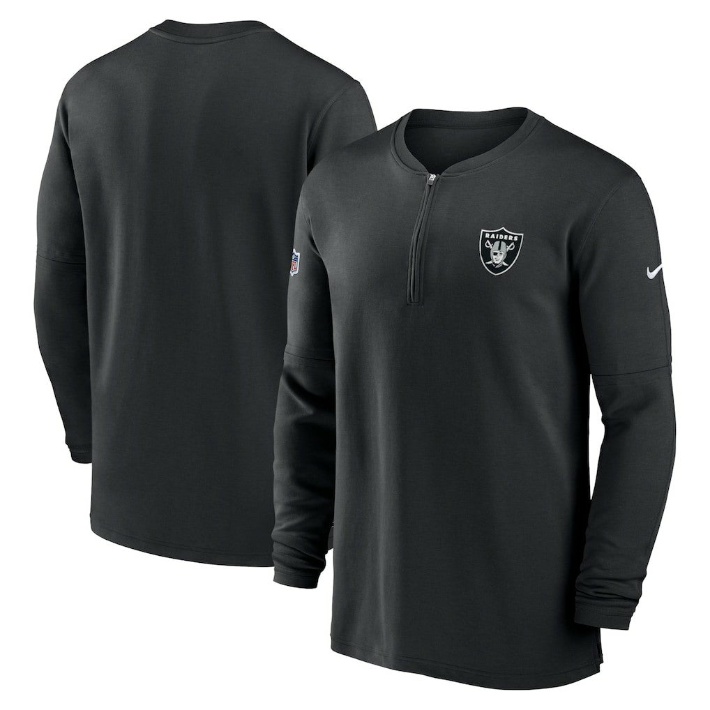 Las Vegas Raiders 2023 Sideline Performance Long Sleeve Tri-Blend Quarter-Zip Top Black